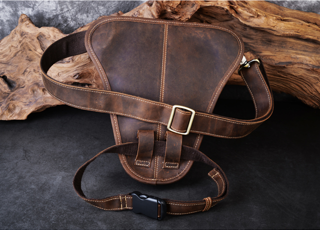 Retro Crazy Horse Leather Legs Đa chức năng nam Cưỡi ngoài trời Baotou Lớp Da Xe máy Thắt lưng Túi Túi Đa năng Nam - Túi túi đeo hông thể thao