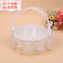 Hand-held rattan weave wedding supplies wedding flower basket flower baby petal basket storage high-grade lace fruit gift basket