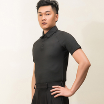 Male Inserted Shoulder Morden Dance National Mark Dance Latin Dance Square Dance Ballroom Dancing Suit Dancing to Dance With Short Sleeve Clothes