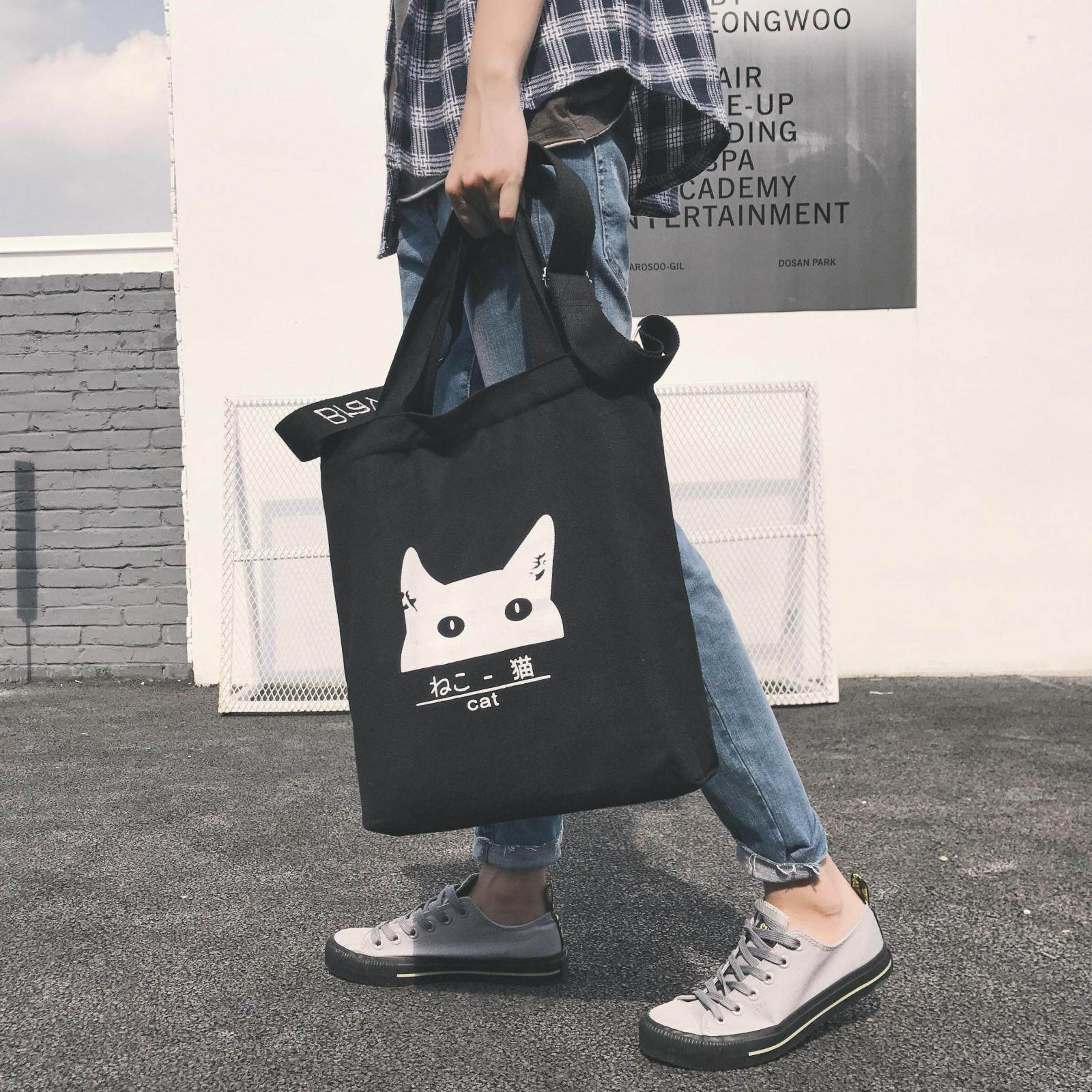 Port Wind Arts and Art Han Edition Hand Sloping Cross Casual Sails Cloth Bag Single Shoulder Bag Printed Pull Chain Environmentally Friendly Cashier Bag Student Men