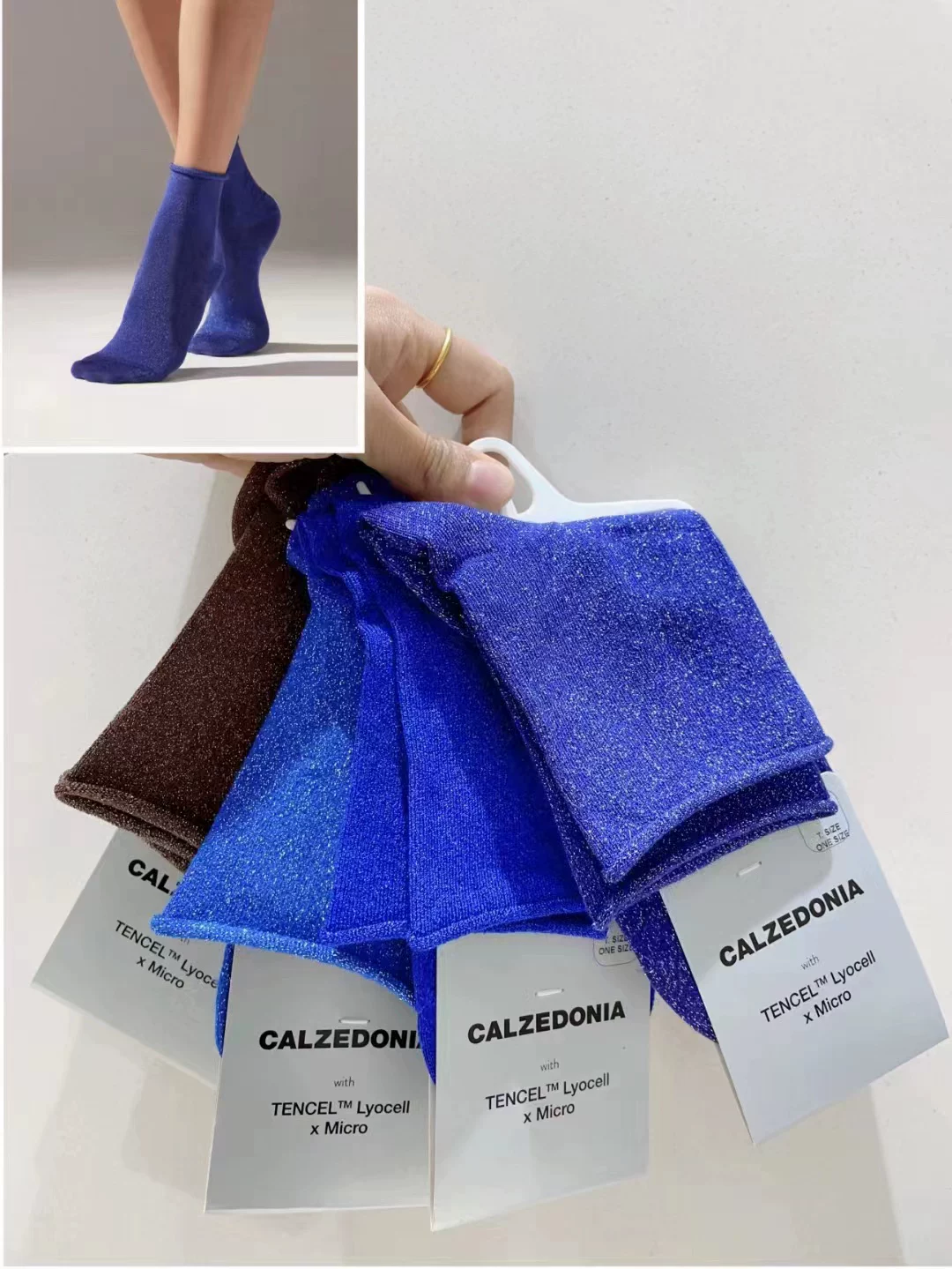 [Готово на складе] женские носки Calzedonia однотонного цвета, повседневные и удобные, светло-серебристые, хлопковые шелковистые, в разных цветах