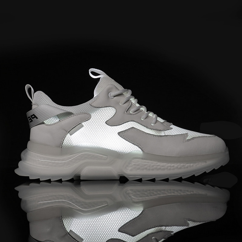 Men's shoes Summer breathable 2022 new men's sports running casual tennis face tennis shoes Little white heightening older daddy Shoe men