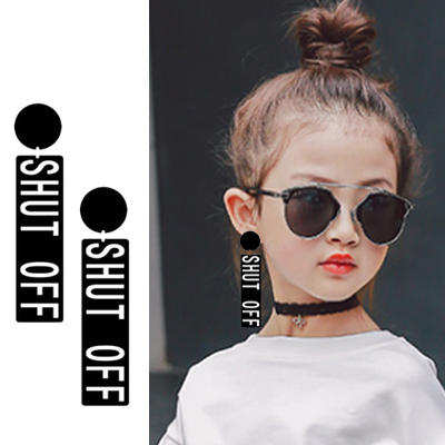 Korean children's catwalk alphabet earrings ear clip competition performance fake earrings exaggerated earrings tide cool no-piercing earrings