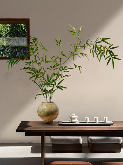 Bamboo Artificial Green Plant Potted Plant, Song Dynasty Aesthetics, Soft Decoration, Zen Style Ornament, Chinese-Style Living Room, Dining Room, Tea Room, Study Room Decoration