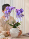 Phalaenopsis Orchid Purple Artificial Flower, High-End Realistic Fake Floral Art, Living Room Entrance Decoration, Light Luxury High-End Ornament