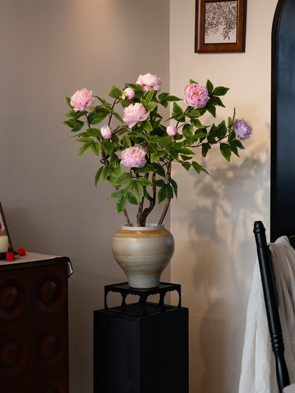 Peony Artificial Flower, High-End Fake Flower for New Year, Song Dynasty Aesthetics, New Year's Eve Decoration for Guest Room, Restaurant, Entrance Hall, Realistic Ornament