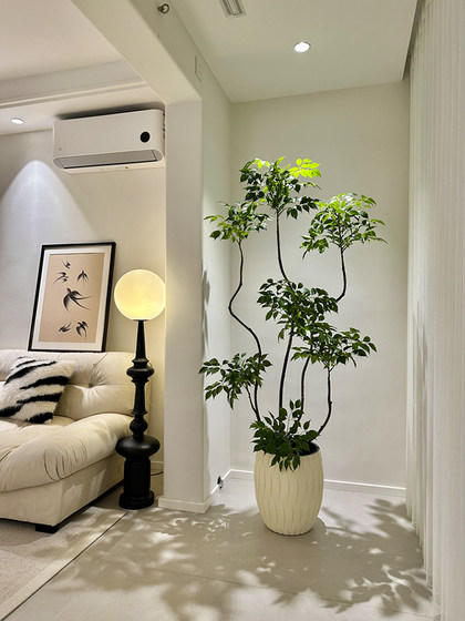 Haohong Jingpin Happiness Tree Artificial Green Plant, High-End Light Luxury Indoor Living Room Bionic Large Potted Plant, Floor-Standing Fake Plant