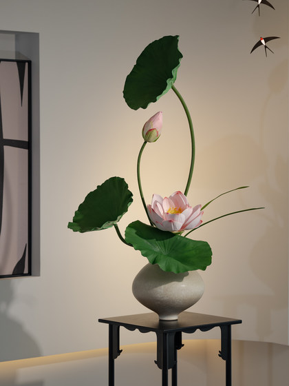 Lotus Artificial Flower Bonsai, High-End and Realistic, Suitable for Entrance, Tea Room, Song Dynasty Aesthetic Decoration, New Chinese-Style Living and Dining Room