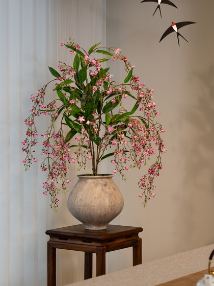 Silk Jasmine Artificial Green Plant Fake Flower for Living and Dining Room, High-End Realistic Touch, Small Light Luxury Decorative Ornament for Tea Table