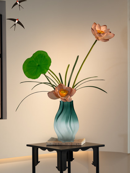 Simulated Lotus Flowers with a High-End, Realistic Feel, New Chinese-Style Decorative Pieces for Entrance, Tea Room, Dining Table, and Tv Cabinet, Embodying Song Dynasty Aesthetics