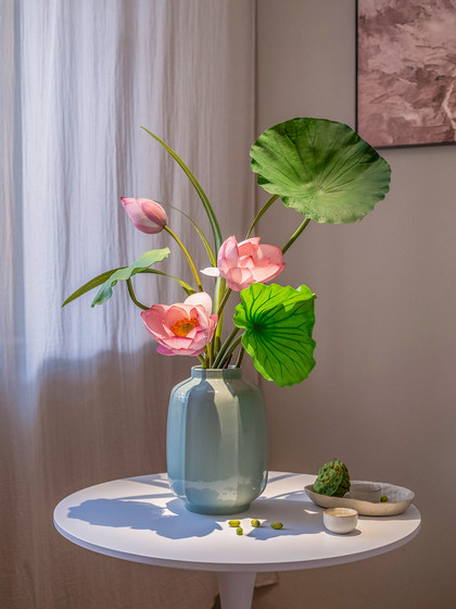 Haohong Jingpin Lotus Artificial Flower, High-End and Realistic, New Chinese Style Entrance Hall, Tea Room, Dining Table Decoration, Fake Flower Arrangement