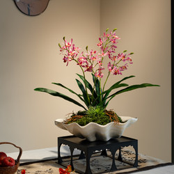 Artificial Orchid Bonsai Fake Decoration, Light Luxury High-End Entrance Hall Tea Room Ornament, Antique Style Song Dynasty Aesthetic Decoration for Tabletop