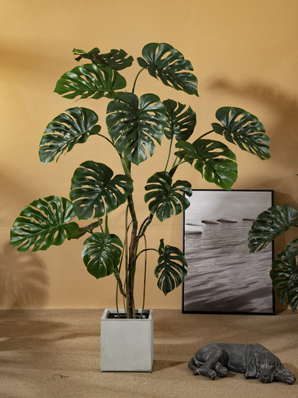Simulated Monstera Green Plant, Large Floor-Standing Artificial Plant, Indoor Living Room Office High-End Light Luxury Potted Fake Tree