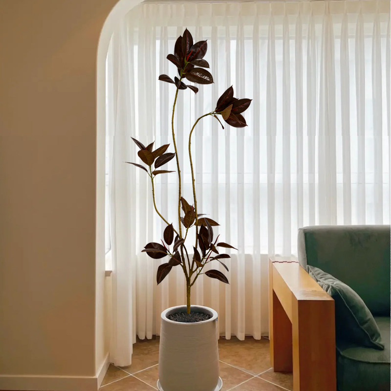 Black Diamond Rubber Tree Emulation Green Plant High-end Light Extravagant Indoor Bionic Fake Plant Flower Living Room Large Floor Potted Plant-Taobao