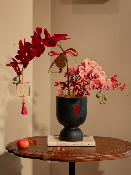 Phalaenopsis Artificial Flower Decoration, High-End and Realistic, Living Room Indoor Bouquet, Housewarming Celebration Decoration