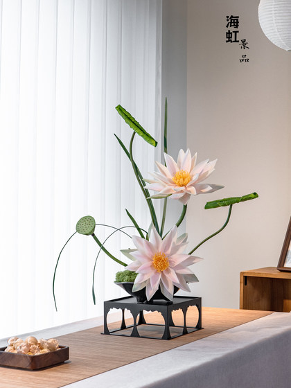 Lotus Artificial Flower, Light Luxury, High-End, New Chinese Style Ornament, Entrance Faux Bonsai, High-Quality, Realistic Tea Room Decoration