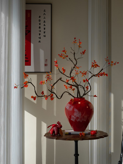 Autumn Maple Leaves, Fortune Fruit, Restaurant Tea Room, New Year's Eve Flower Decorations, Wabi-Sabi Style, Simulated Fake Song Dynasty Dragon Jujube Branches