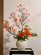 Orange-Red Leaf Chrysanthemum Dried Branches, Artificial Fake Floral Art, High-End Realistic Decorative Ornaments, Desktop Decorations, Retro Ceramic Vases