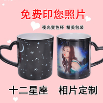 diy starry sky color-changing cup customized printable photo heating ceramic creative trend personality couple Mark water Cup