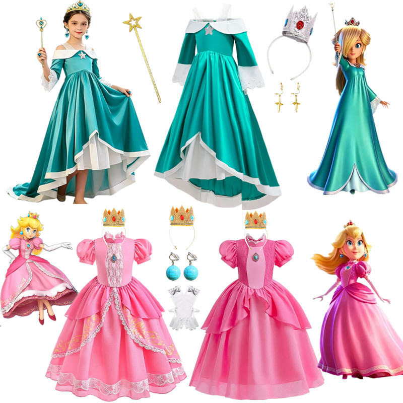 Super Mario Roseta Cosplay Costume Princess Peach Dress Girls' Birthday Dress Children's Day Performance Costume Super Mario Roseta Cosplay Costume Princess Peach Dress Girls' Birthday Dress Children's Day Performance Costume