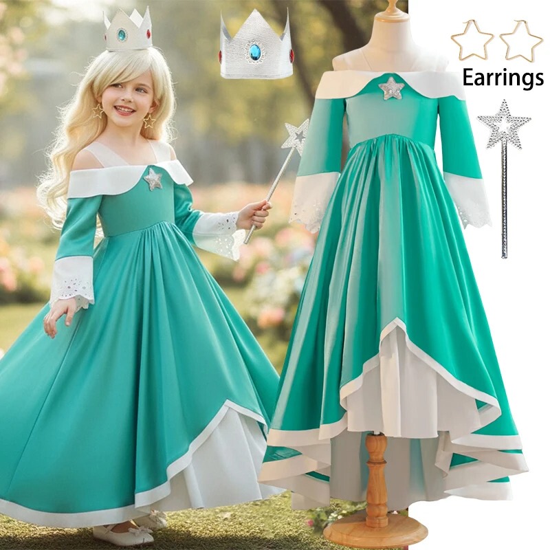 Princess Peach Cosplay Dress Mario Galaxy Rosalita Cosplay Children's Dress Costume Halloween Performance Princess Peach Cosplay Dress Mario Galaxy Rosalita Cosplay Children's Dress Costume Halloween Performance