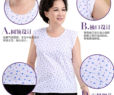 Áo nỉ nam và trung tuổi áo cotton nữ cotton không tay chạm đáy đồ lót ông già mùa hè cộng với size to béo