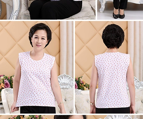Áo nỉ nam và trung tuổi áo cotton nữ cotton không tay chạm đáy đồ lót ông già mùa hè cộng với size to béo