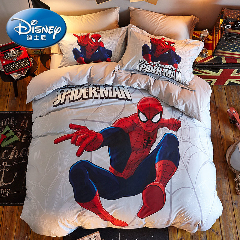 Iron Man Children's Four-piece Cotton Boy Spider-Man Sheet Cotton Three-piece Bedding Cartoon Quilt Cover