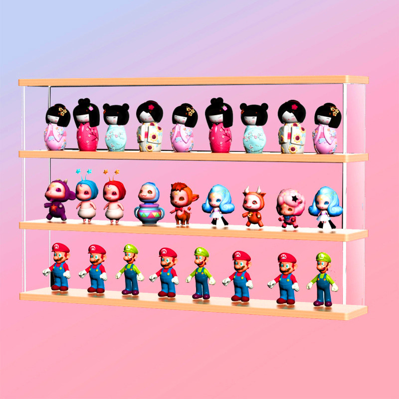 Bubble Mater Show Shelf Jasmine Molly Bidge Solid Wood Acrylic Multilayer Containing Cabinet Blind Box Dust-Proof Doll