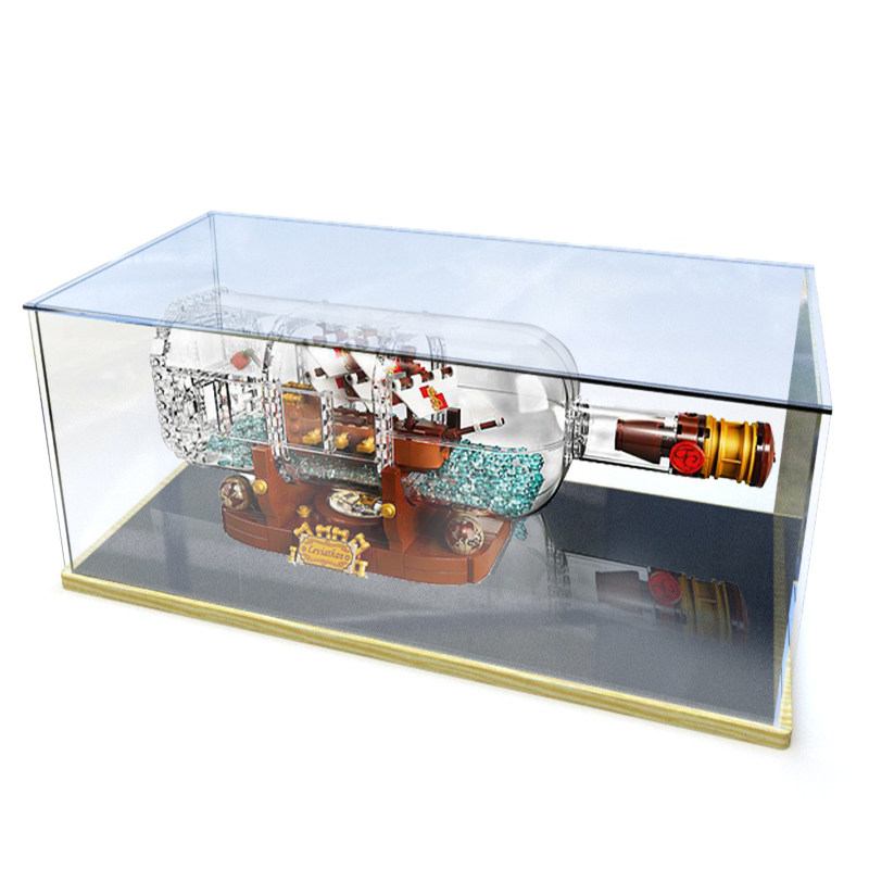 LEGO LEGO 21 313 bottle of ship block transparent press crypto assembly toy model dust cover display box