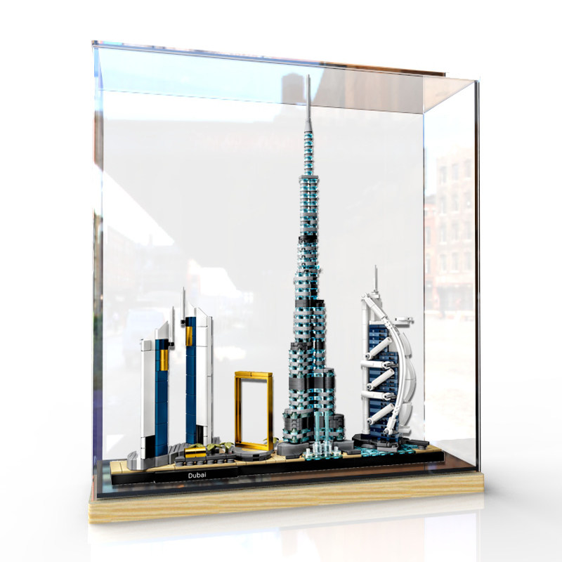 LEGO 21052 Dubai Skyline Acrylic Transparent Display Box Dust Box Assembly Box Cover