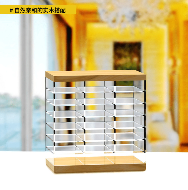 Solid wood design melash eyelash Show Acrylic Transparent Finishing Graft Frame Eyelash Display Plate containing box