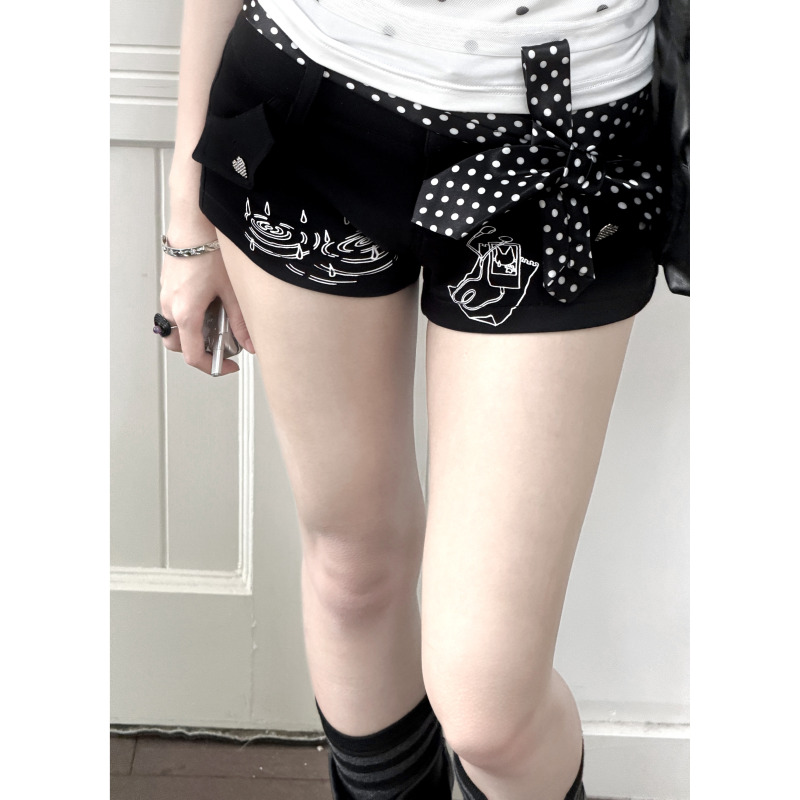 Kyouko Baby Hot Girl Essentials! Height-Enhancing Hot Pants American Style Hot Girl Y2K Shorts Black Versatile Low Waist Kyouko Baby Hot Girl Essentials! Height-Enhancing Hot Pants American Style Hot Girl Y2K Shorts Black Versatile Low Waist