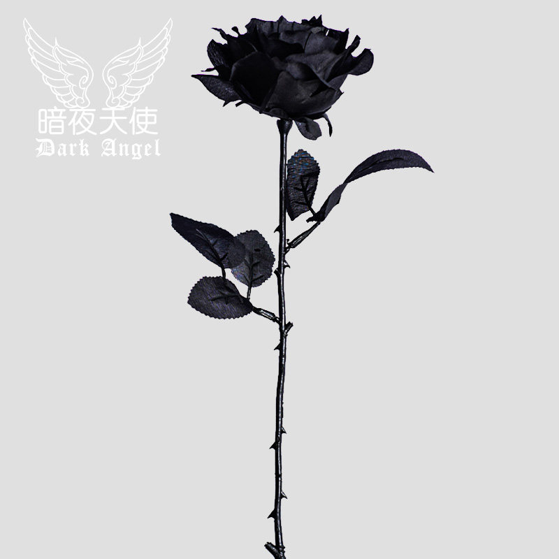 Gothic black rose shooting props white black fake dried bouquet simulation photo bad jk handheld fan withered