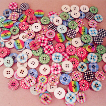 100 grain packs 15mm color painted mix wood button D two eyes garden shaped wood button children handmade digy button