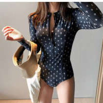  Swimsuit Hot spring seaside professional women slim slim triangle sunscreen long-sleeved zipper one-piece beach swimsuit