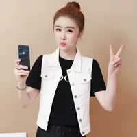 Mùa hè mới cao bồi vest trắng nữ kích thước lớn mùa xuân và mùa hè tự canh tác không tay hoang dã vest / clip áo vest nữ hàng hiệu