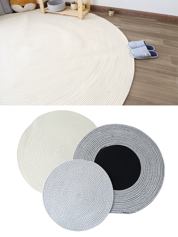 Phong cách Bắc Âu cotton thủ công và vải lanh chuẩn bị thảm hình bầu dục phòng khách phòng ngủ nghiên cứu phong cách Nhật Bản mat tùy chỉnh - Thảm sàn