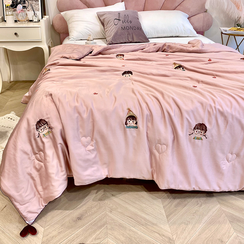 Summer cool quilted by air conditioning Heather Summer Single Double Ice Silk Thin Quilt Washable Children Student Dormitory Thin