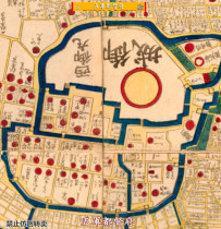 (Map) Full hand-painted high-definition street map of Edo Castle in modern Japan (1858)
