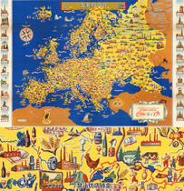 (Map) High-definition and interesting JPG diagram of European agriculture and resources (1951)
