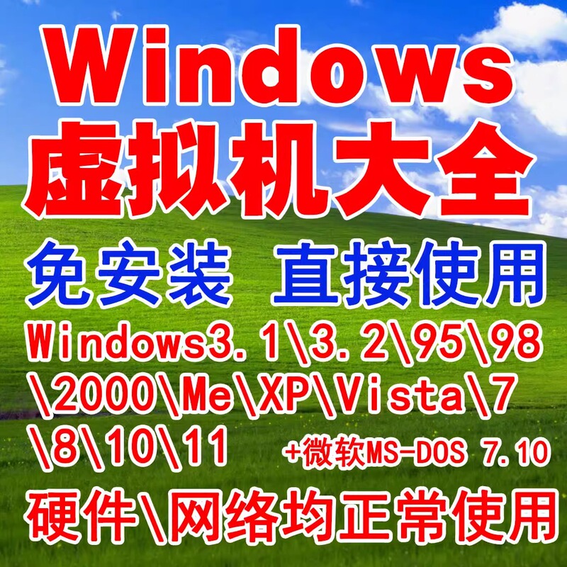 Virtual Machine Win 95 98 2000 Me Xp 7 8 10 11 Ms-Dos 3.1 3.2