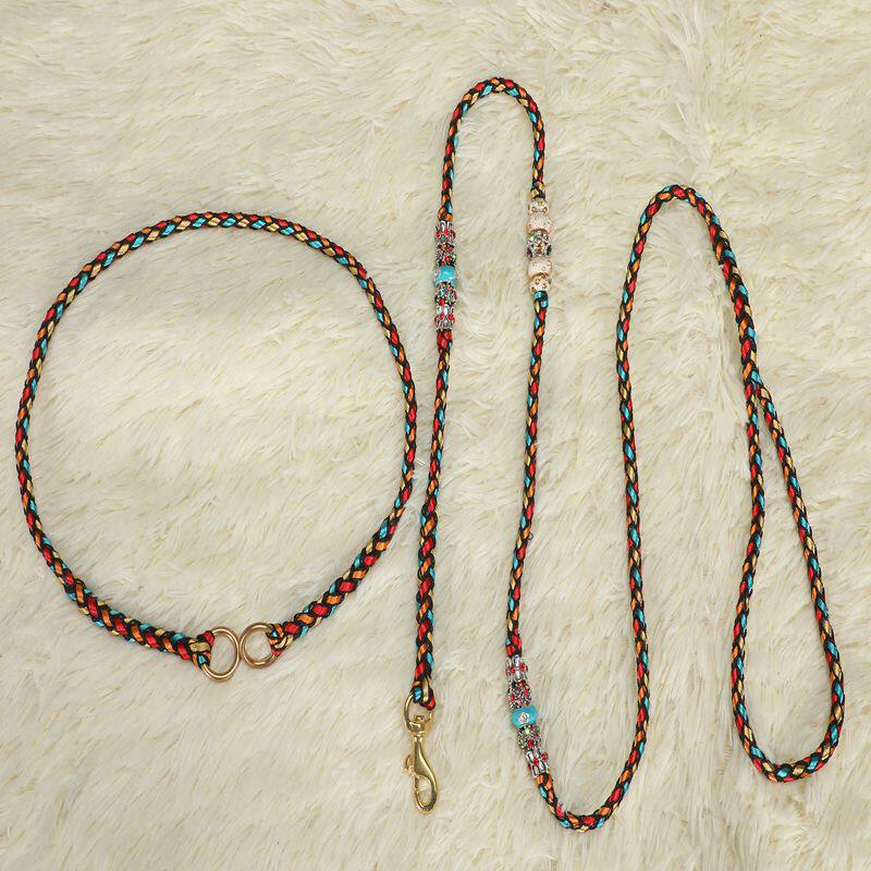 Pet P Chain Traction Rope Decoration Race Walk Dog Jinwokki Large Small And Medium Dogs Imported Velvet Pure Handmade Weave