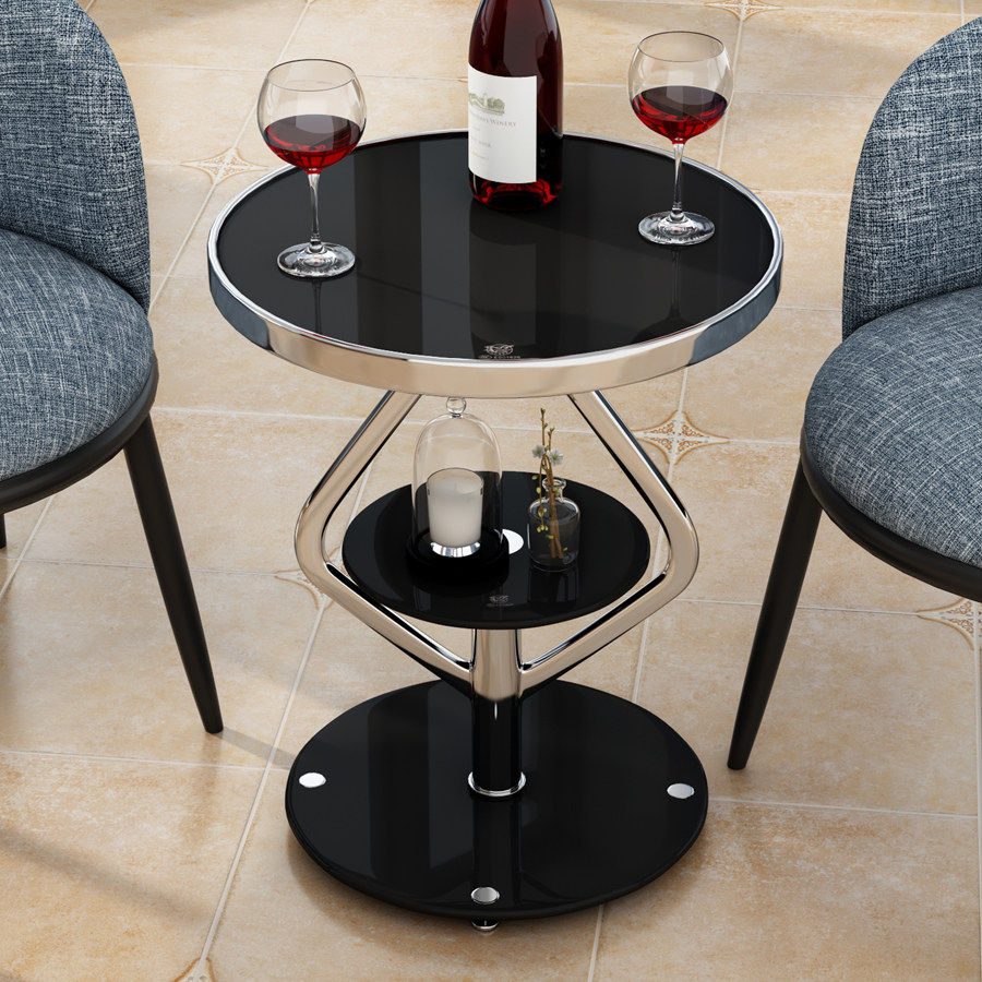 Balcony small coffee table Leisure round a few coffee tables and chairs Corner a few tempered glass modern simple negotiation table Bedroom Nordic