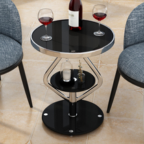Balcony small coffee table casual round coffee table and chair corner several tempered glass modern simple negotiation table bedroom Nordic