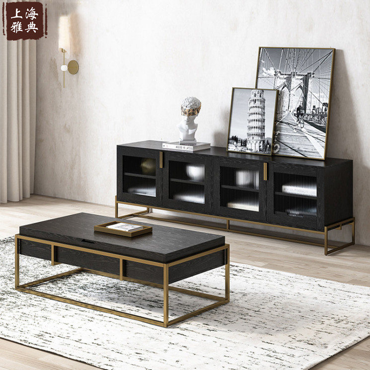 Light luxury post-modern European lift coffee table simple Nordic living room small apartment imported furniture American solid wood coffee table
