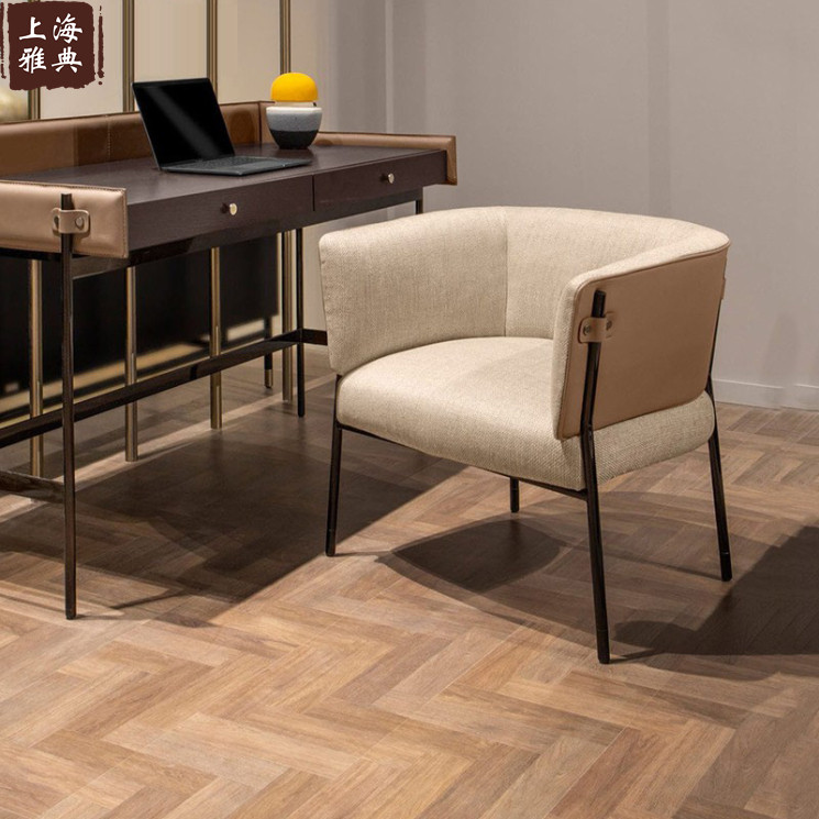 Nordic Light Luxury Dressing Chair Simple Modern Stainless Steel Single Fabric Book Chair Villa Sales Negotiation Leisure Chair