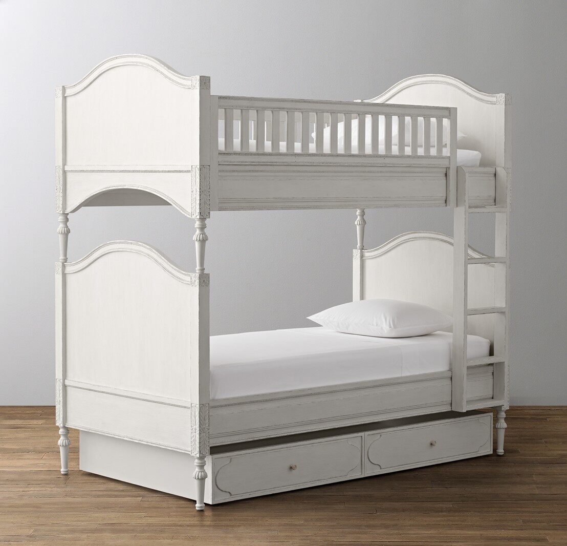 American solid wood princess bed retro bunk bed bunk bed white storage children's room solid wood bunk bed small apartment