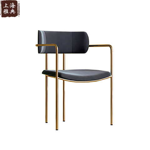 Nordic retro dining chair fabric single chair office chair home backrest metal light luxury chair simple modern design