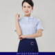 2019 mới văn phòng di động workuniform đi lại cửa hàng điện thoại di động màu xanh nhạt in ngắn tay áo sơ mi thời trang váy